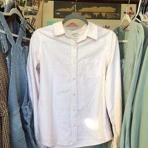 Long sleeve button up pink and white striped shirt